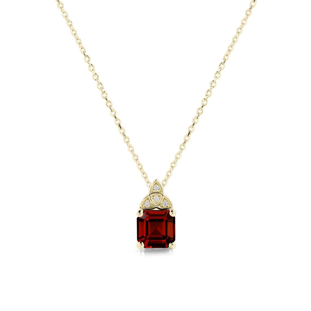 Celtic Knot Asscher Cut Garnet Necklace - Image 6