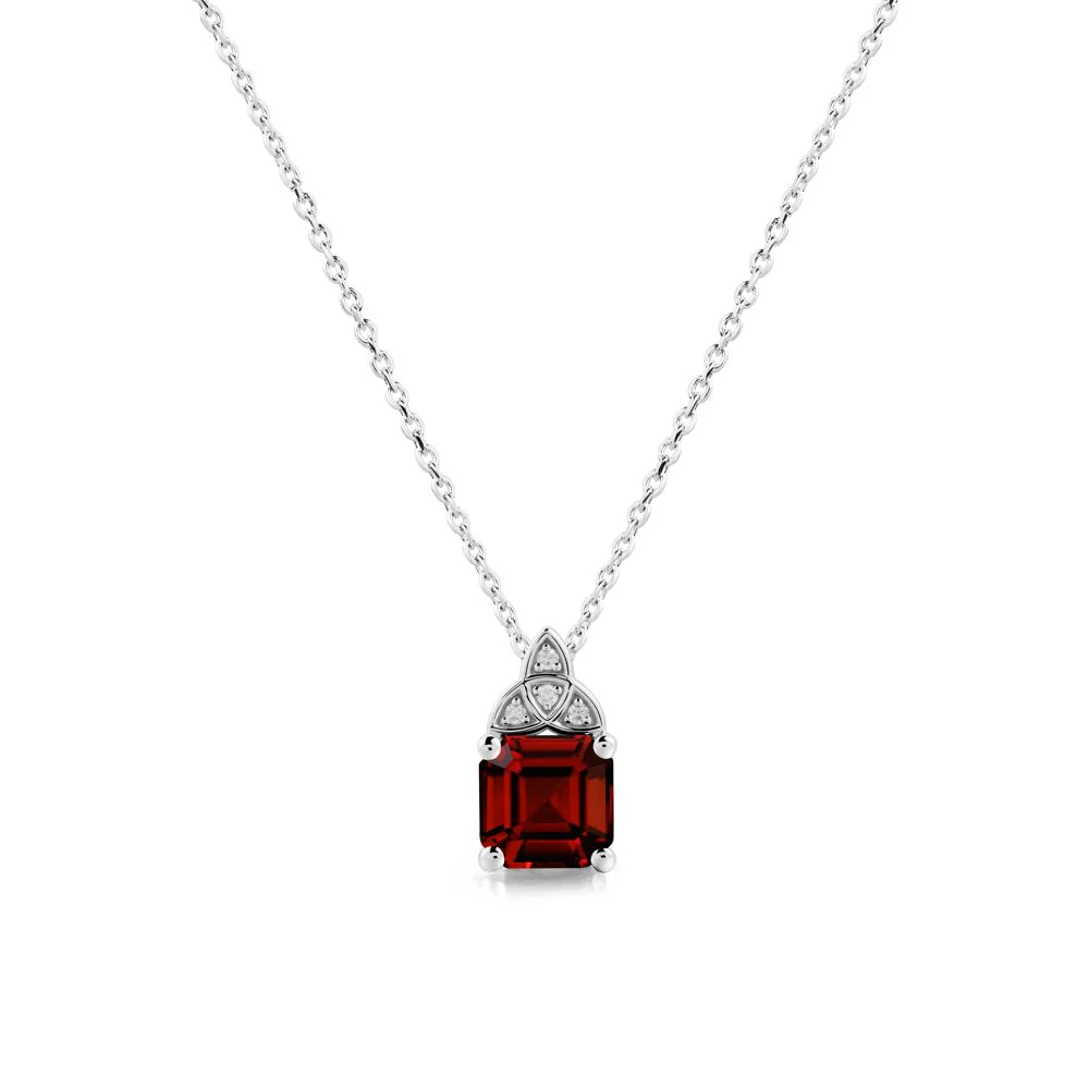 Celtic Knot Asscher Cut Garnet Necklace - Image 9