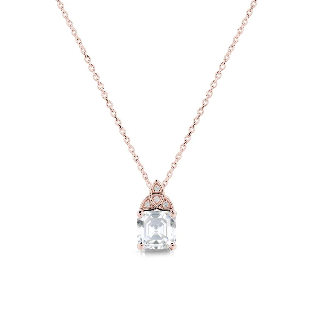 Celtic Knot Asscher Cut Moissanite Necklace - Image 5