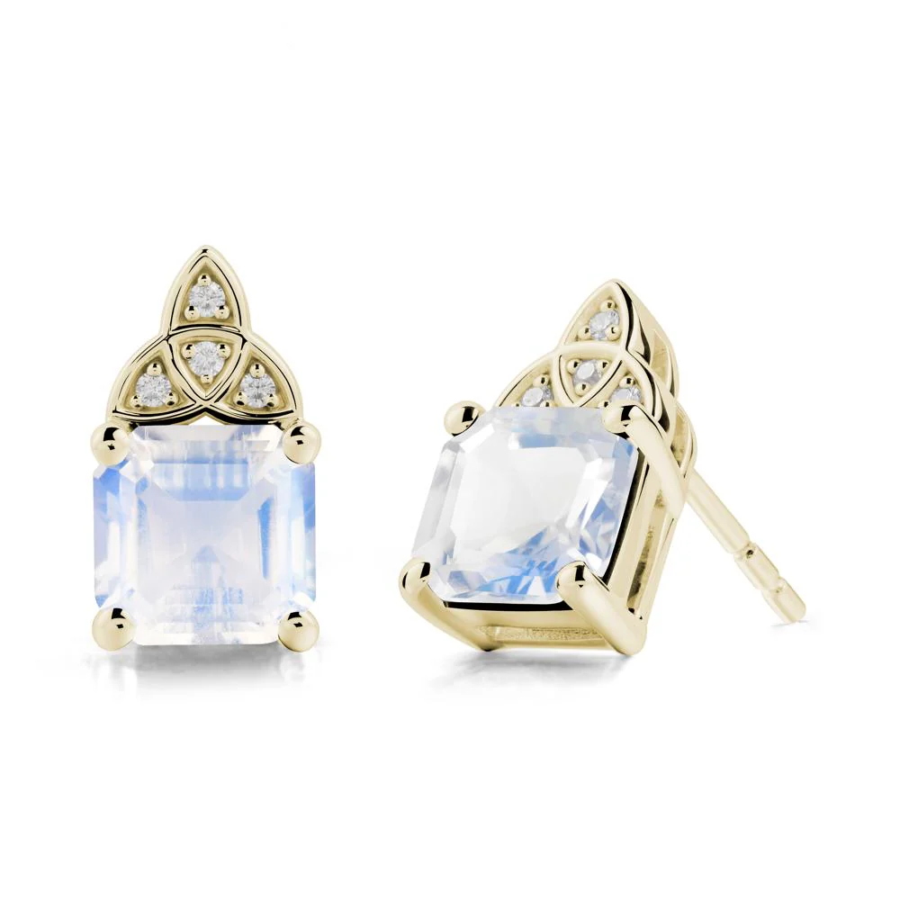 Celtic Knot Asscher Cut Moonstone Earrings - Image 3