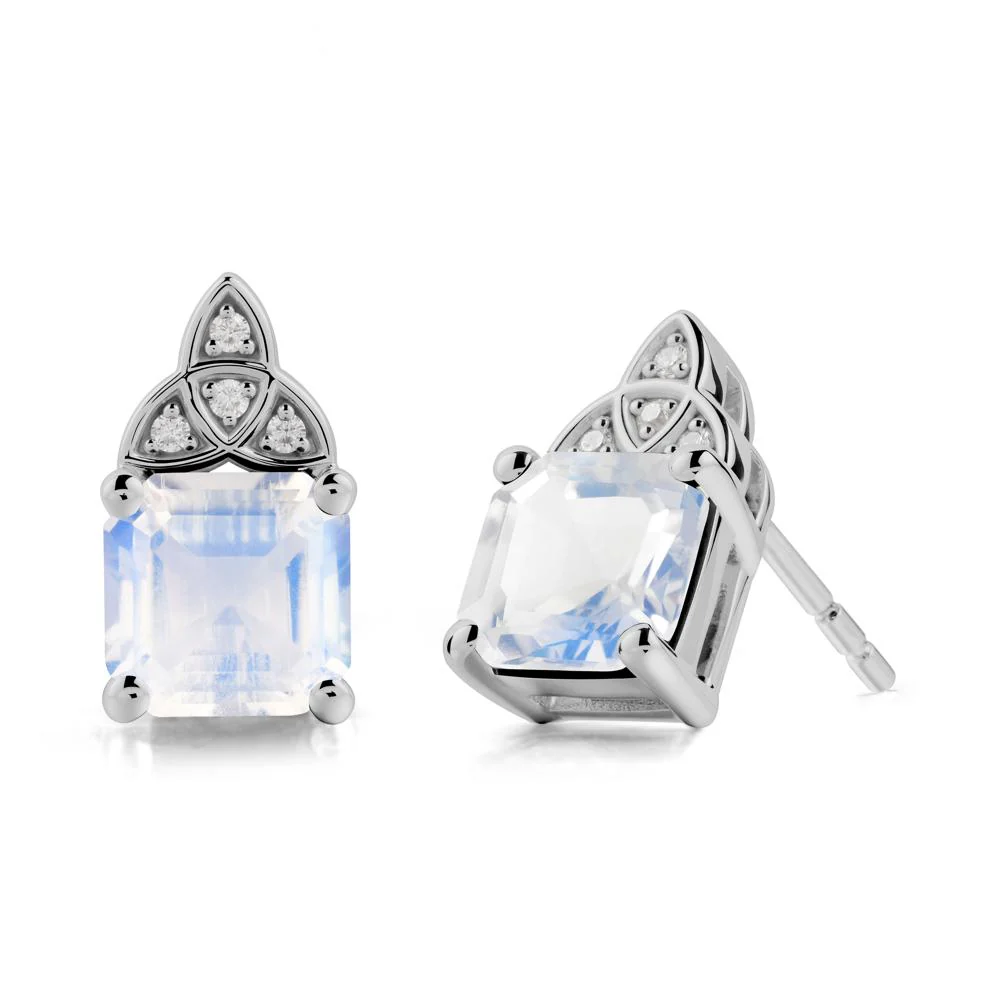 Celtic Knot Asscher Cut Moonstone Earrings - Image 8
