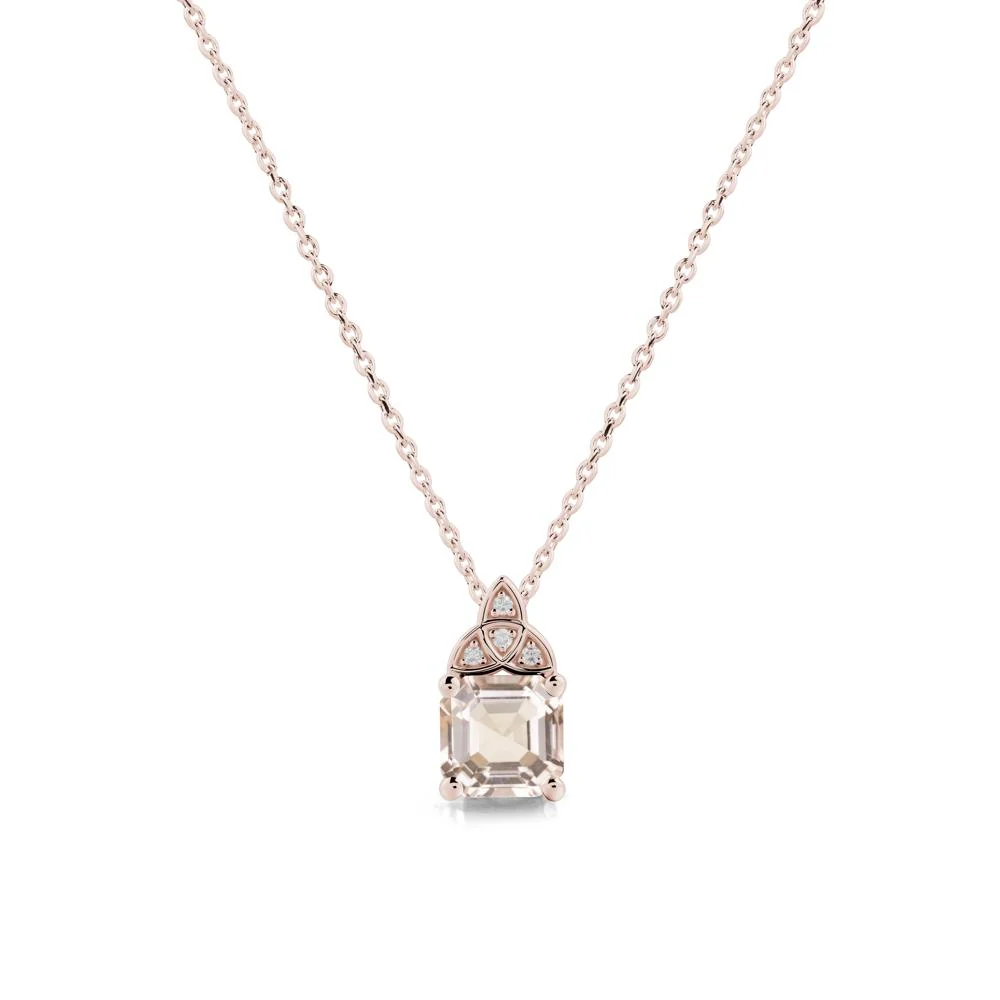 Celtic Knot Asscher Cut Morganite Necklace - Image 2