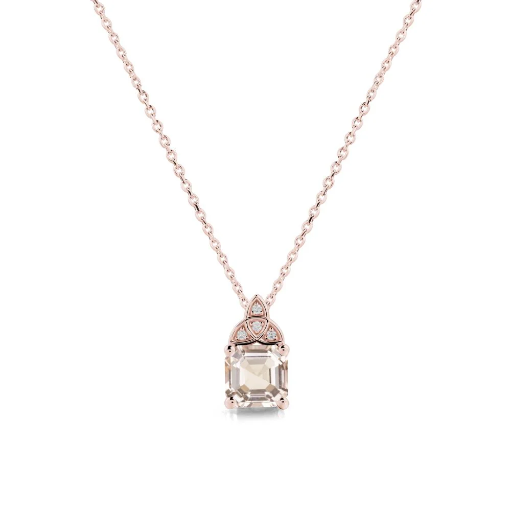 Celtic Knot Asscher Cut Morganite Necklace - Image 4