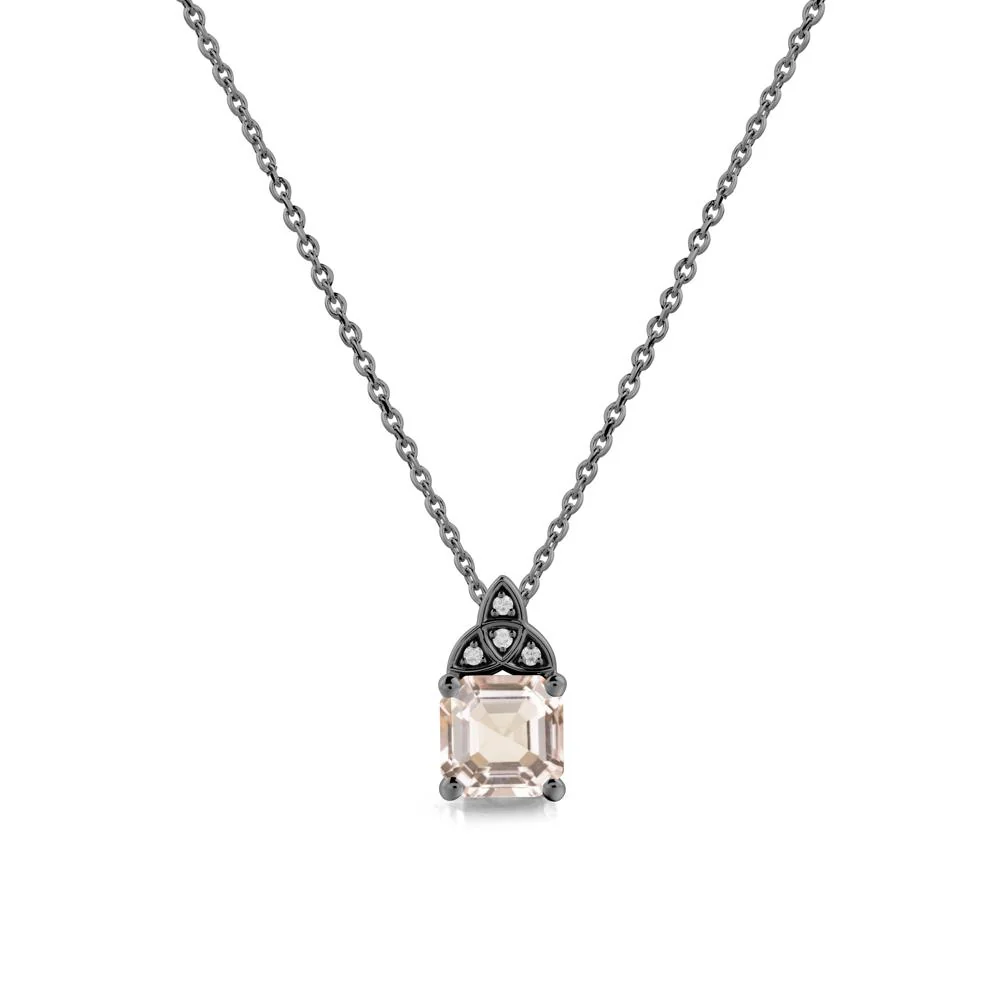 Celtic Knot Asscher Cut Morganite Necklace - Image 7