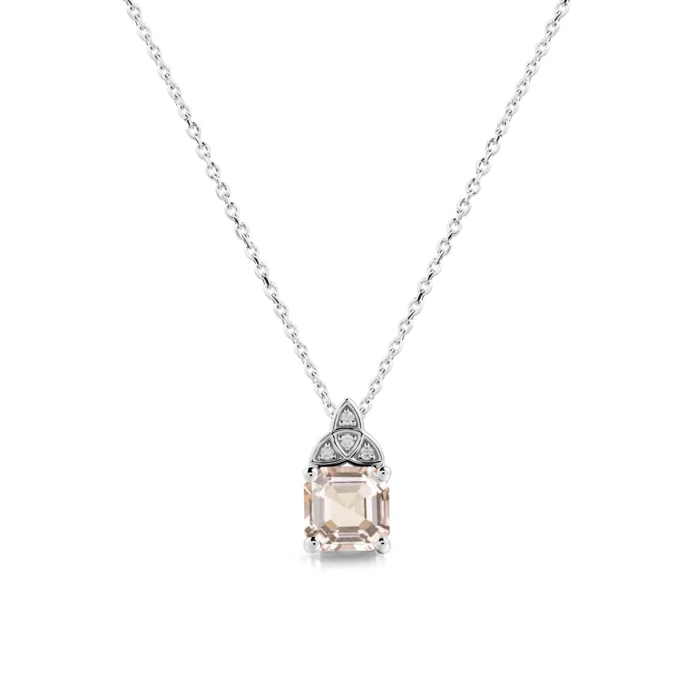 Celtic Knot Asscher Cut Morganite Necklace - Image 9