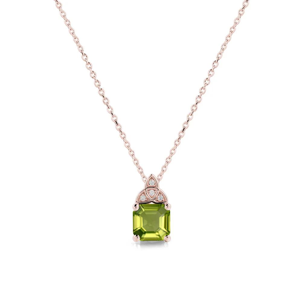 Celtic Knot Asscher Cut Peridot Necklace - Image 4