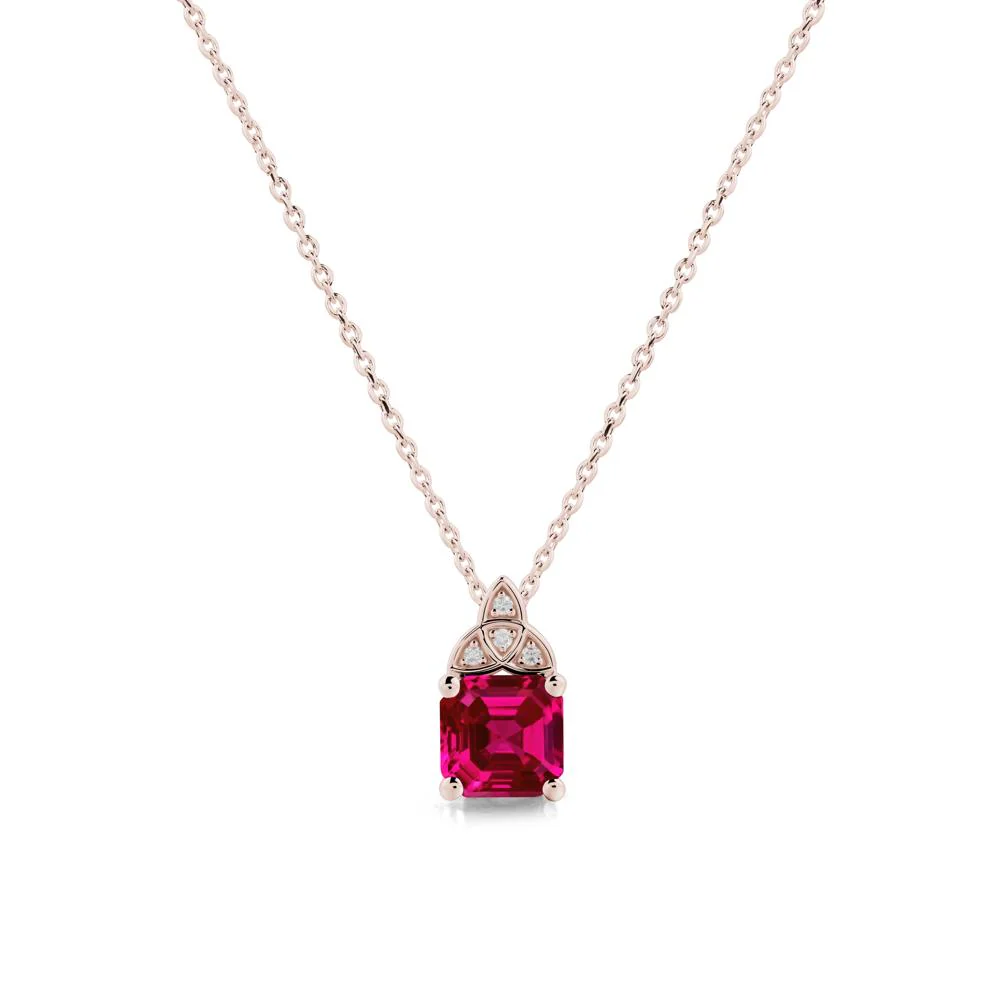 Celtic Knot Asscher Cut Ruby Necklace - Image 2