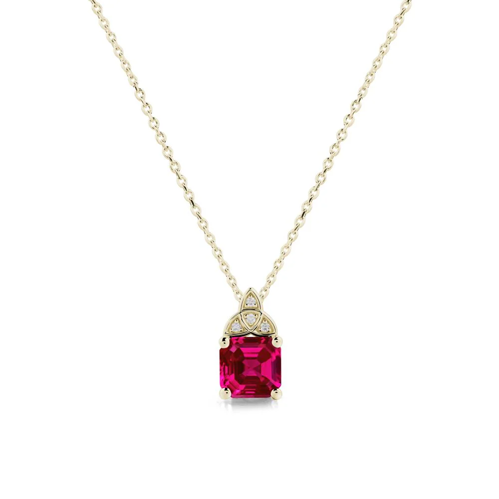 Celtic Knot Asscher Cut Ruby Necklace - Image 4