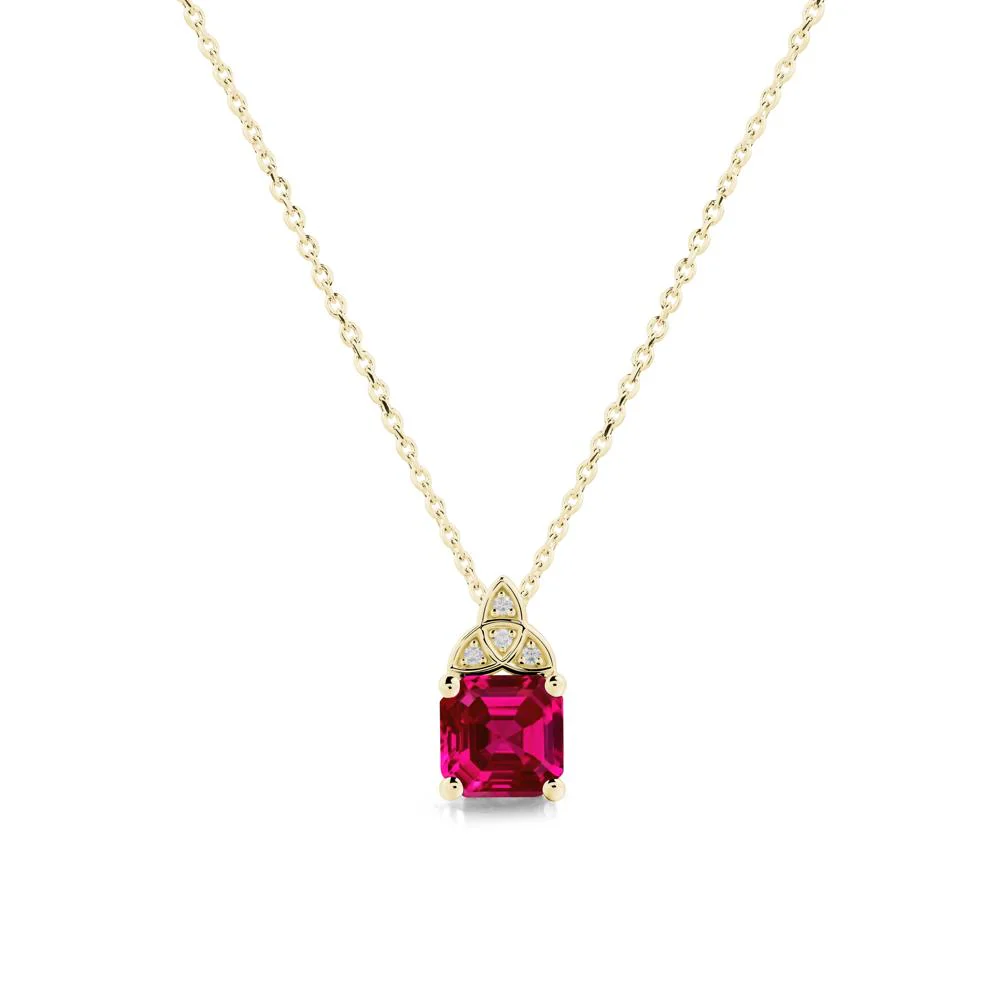 Celtic Knot Asscher Cut Ruby Necklace - Image 7