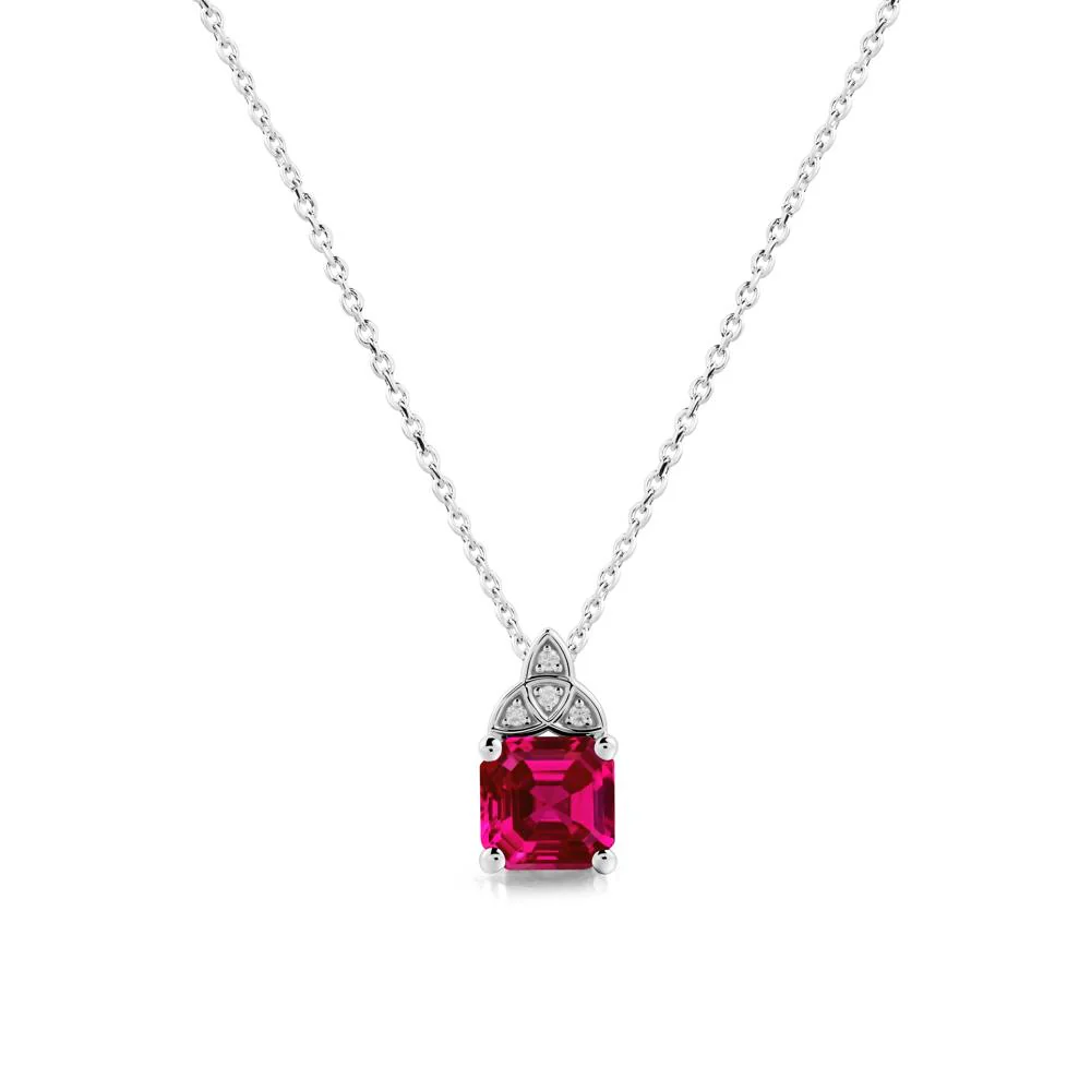 Celtic Knot Asscher Cut Ruby Necklace - Image 9