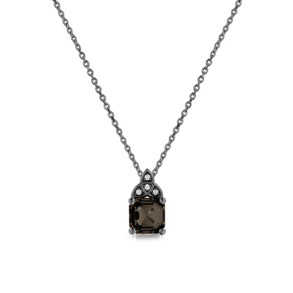Celtic Knot Asscher Cut Smoky Quartz Necklace - Image 7