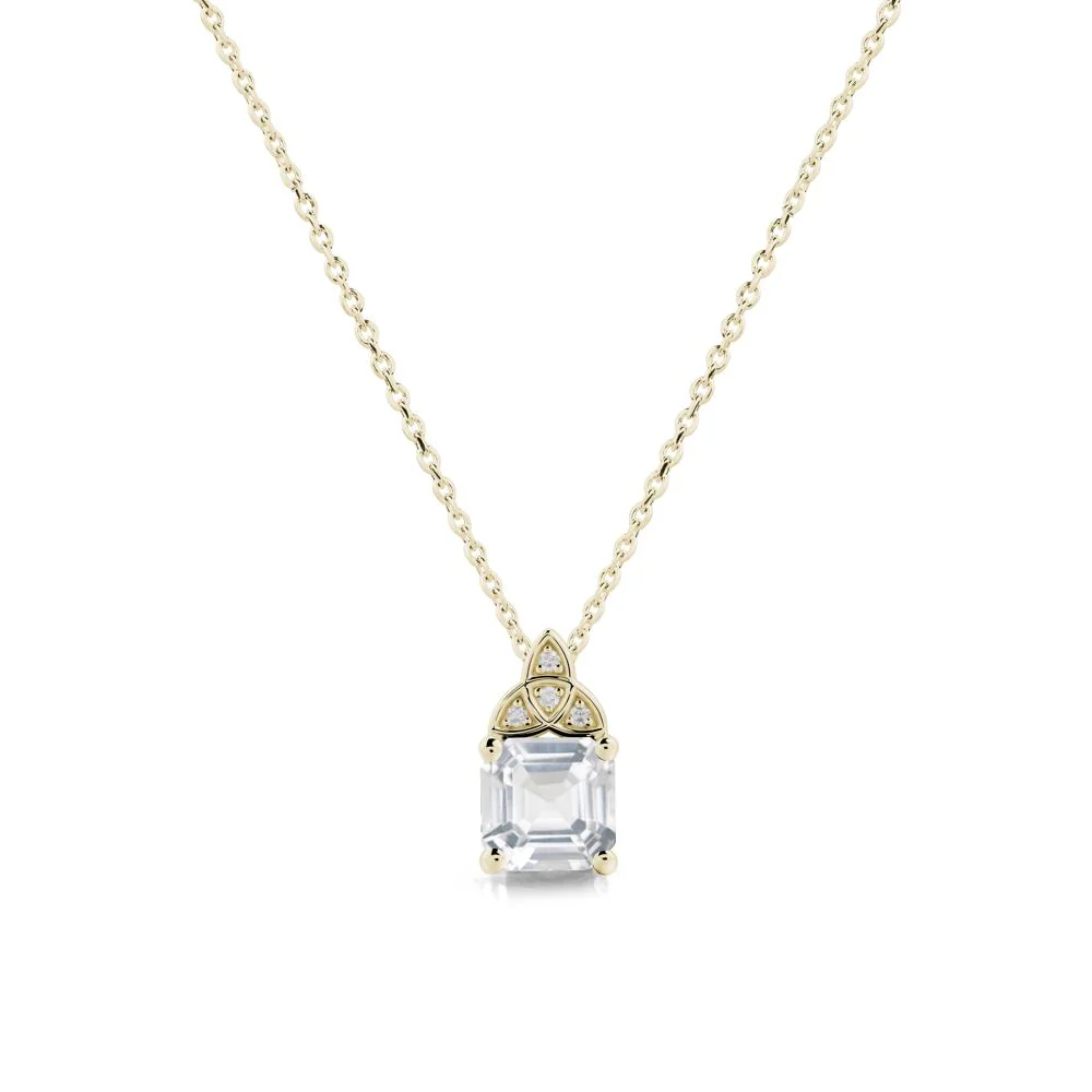 Celtic Knot Asscher Cut White Topaz Necklace - Image 4