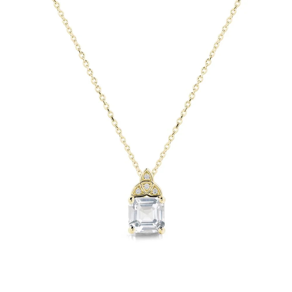 Celtic Knot Asscher Cut White Topaz Necklace - Image 7