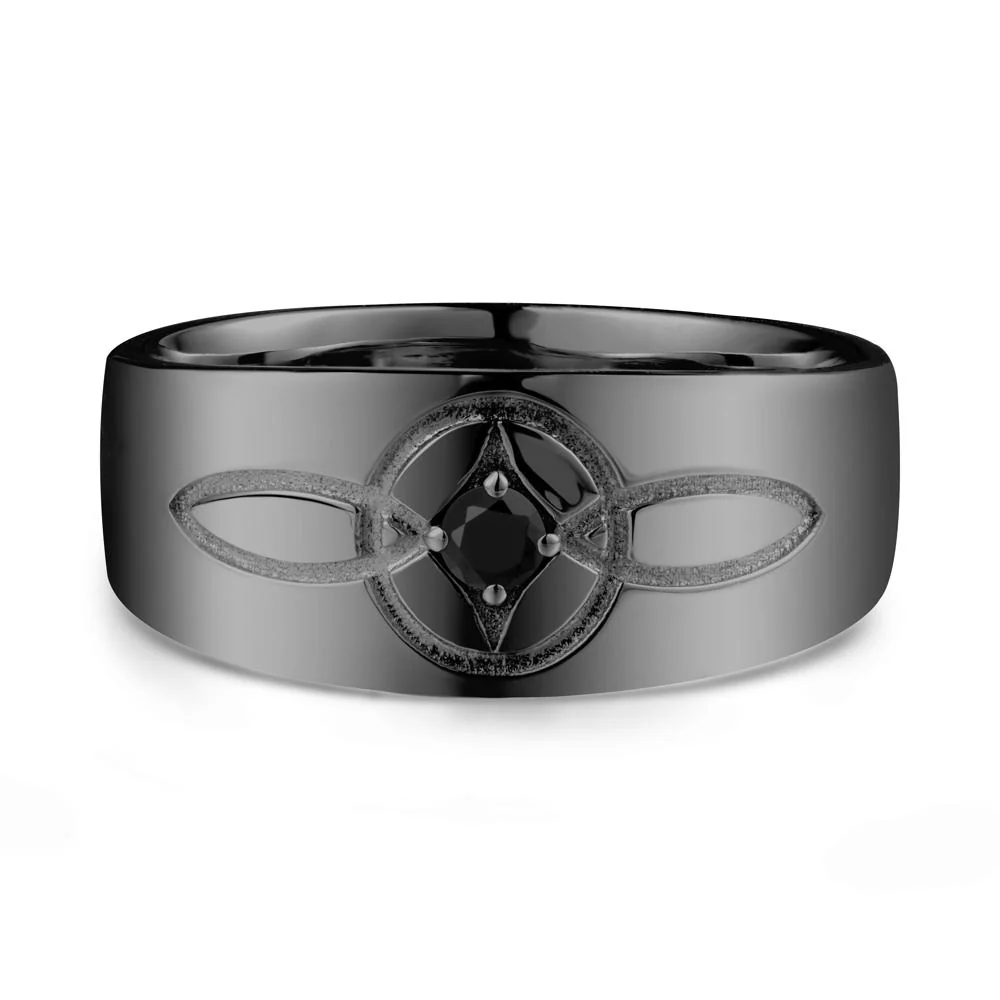 Celtic Knot Black Spinel Man Ring - Image 8