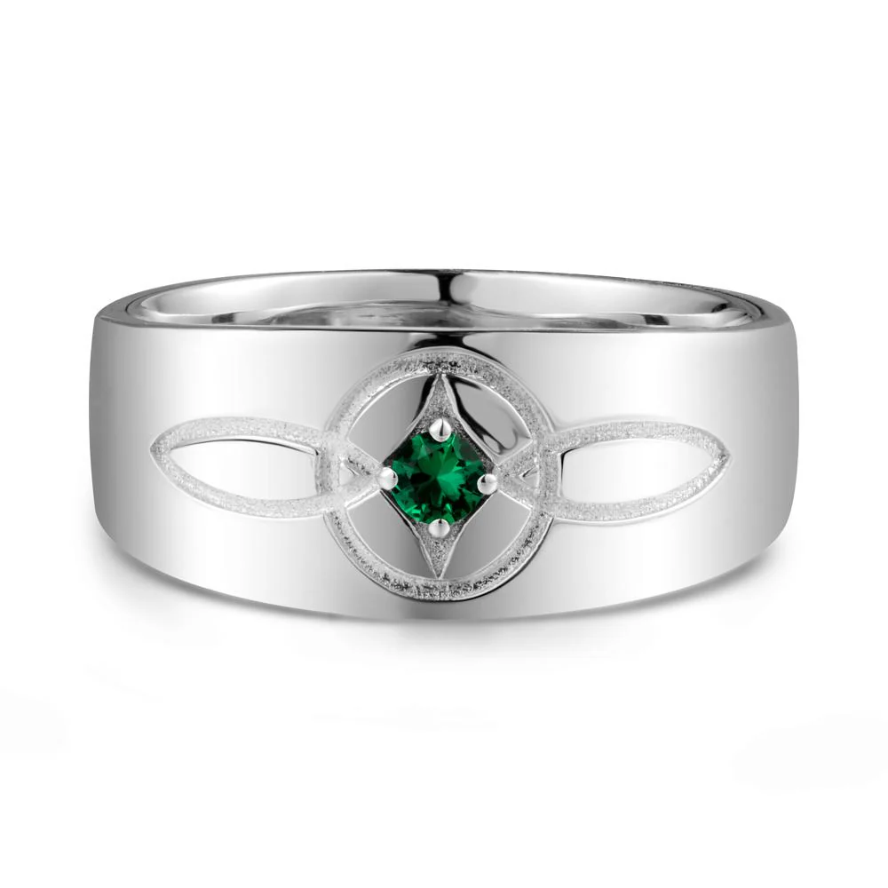 Celtic Knot Emerald Man Ring - Image 3