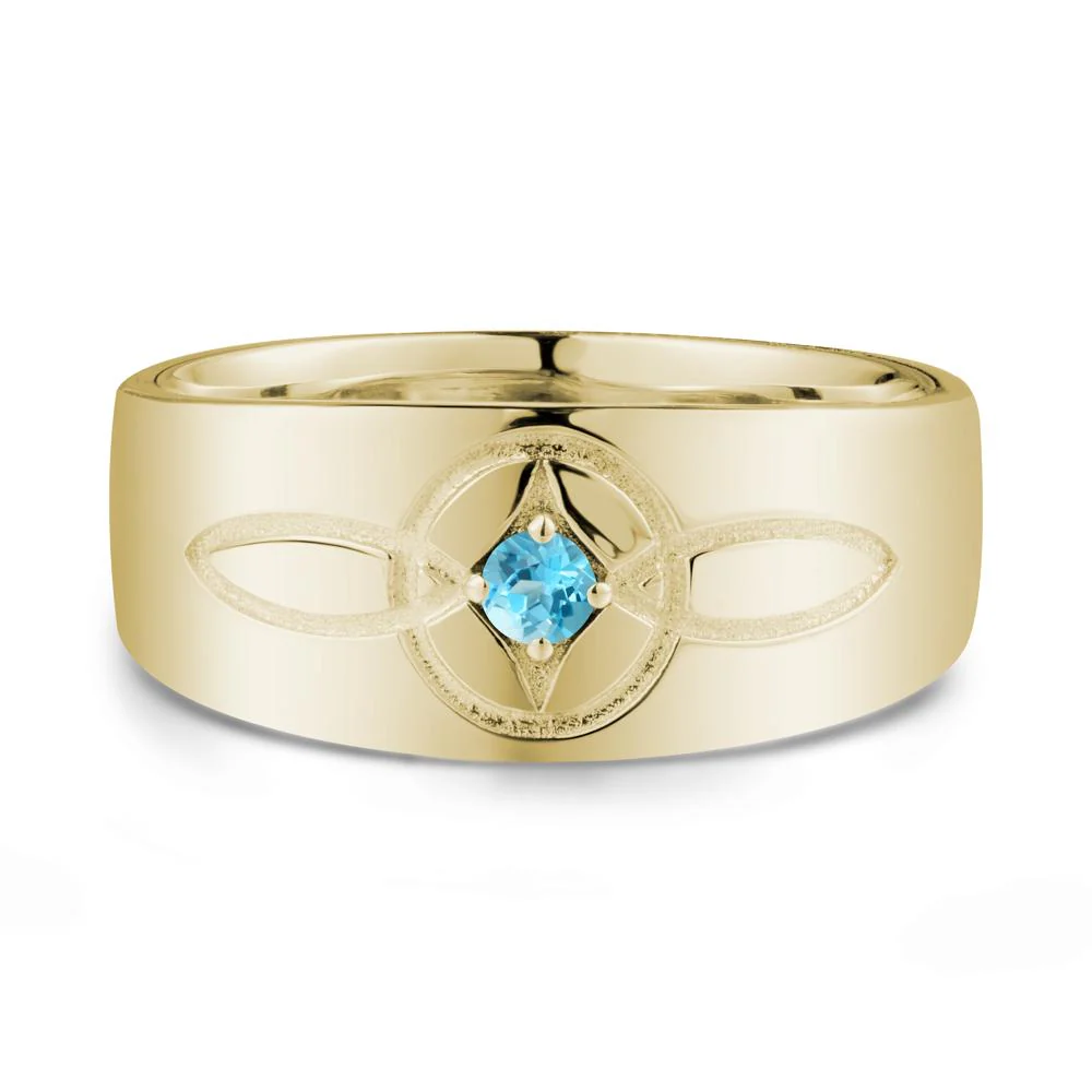 Celtic Knot Swiss Blue Topaz Man Ring - Image 3