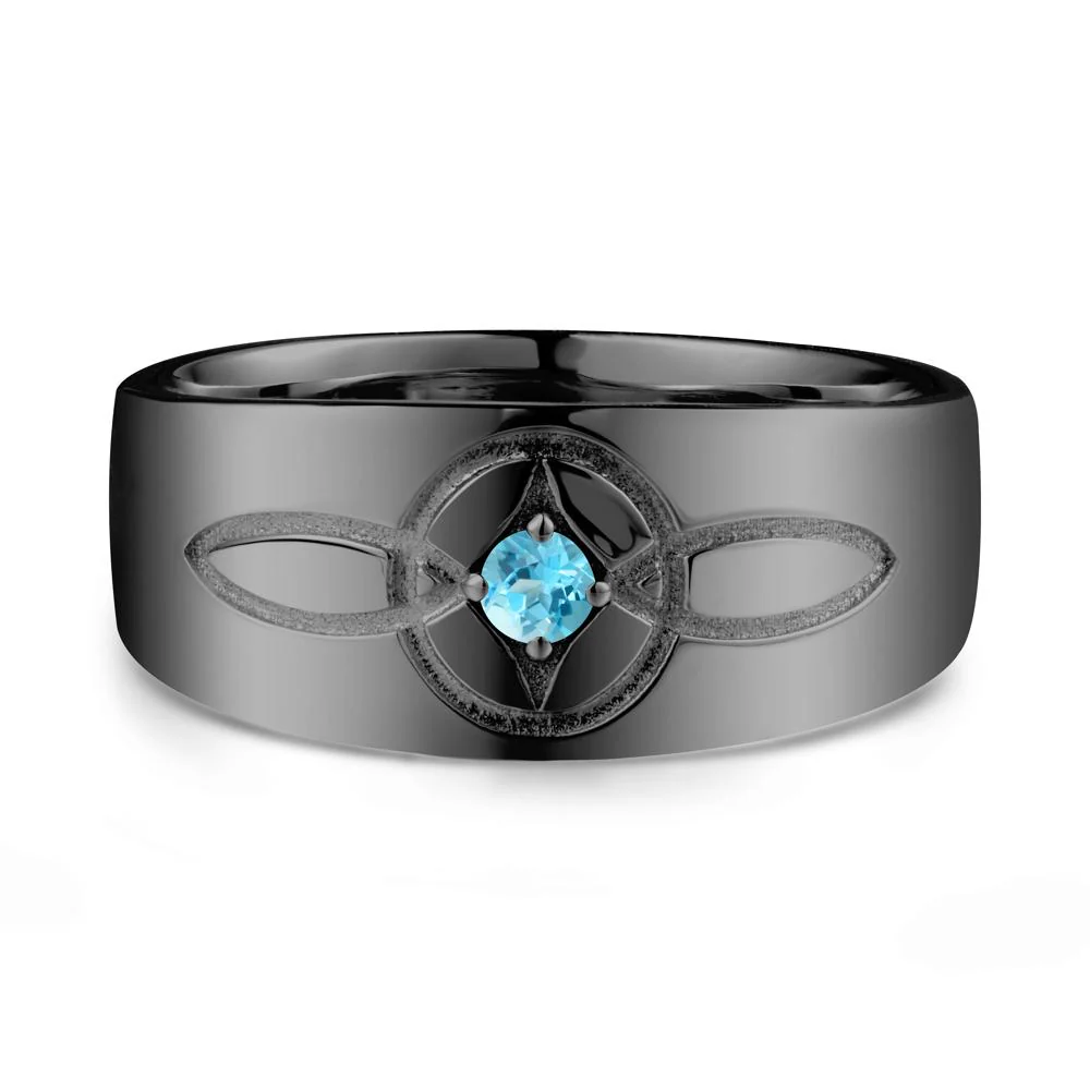 Celtic Knot Swiss Blue Topaz Man Ring - Image 7