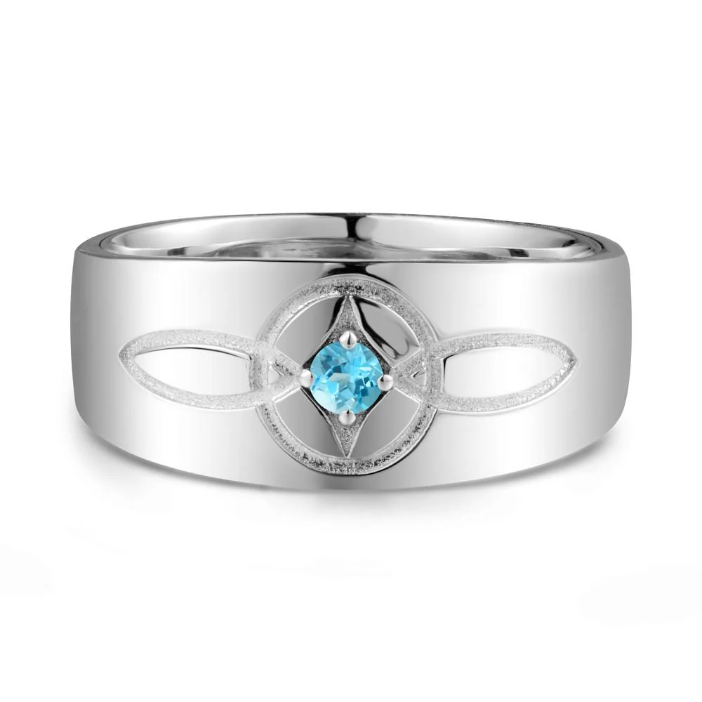 Celtic Knot Swiss Blue Topaz Man Ring - Image 9