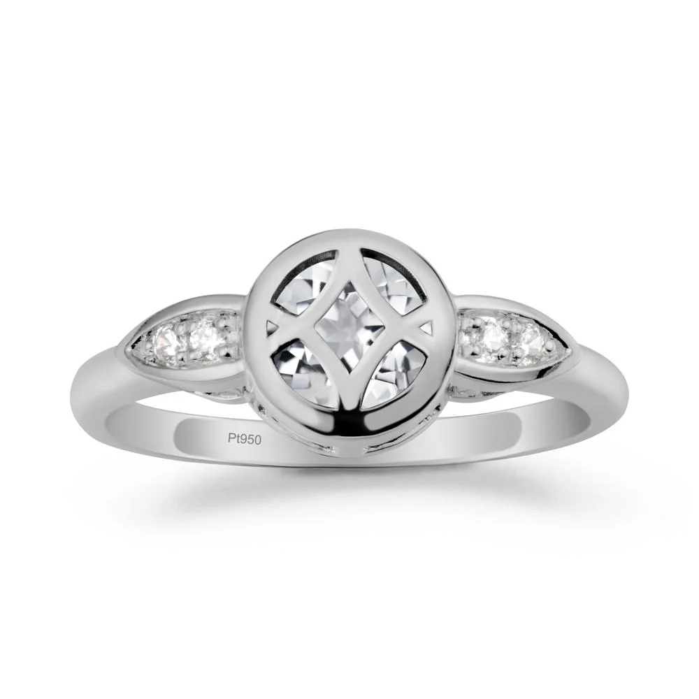 Celtic Knot White Topaz Engagement Ring