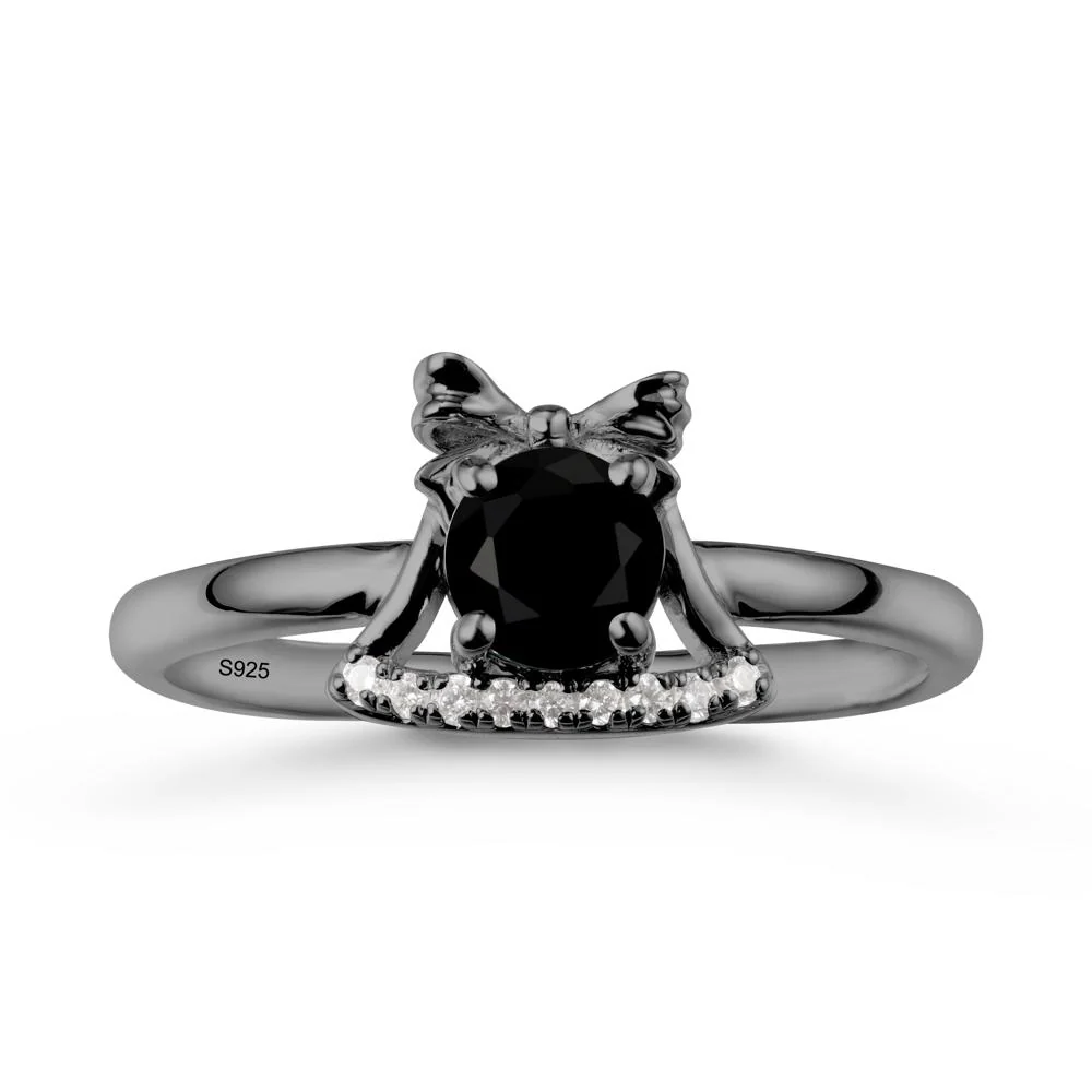 Christmas Black Spinel Ring with Jingle Bells Design - Image 8