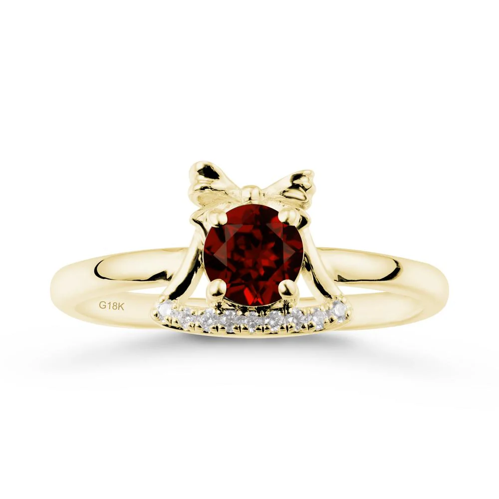 Bow Knot Round Garnet Ring - Image 7