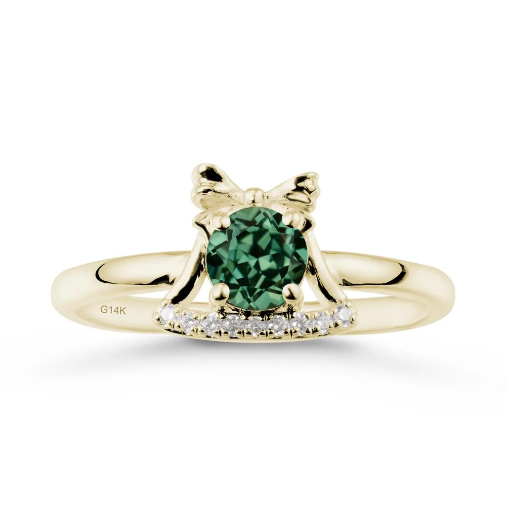 Christmas Green Sapphire Ring with Jingle Bells Design - Image 3