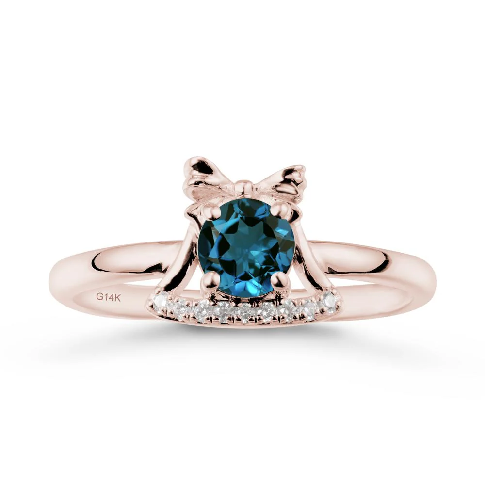 Bow Knot Round London Blue Topaz Ring - Image 2