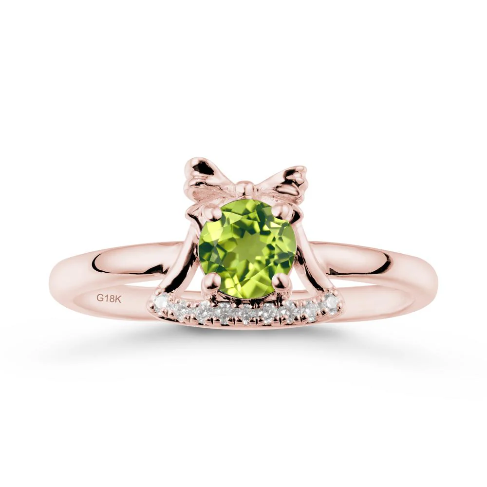 Bow Knot Round Peridot Ring - Image 4
