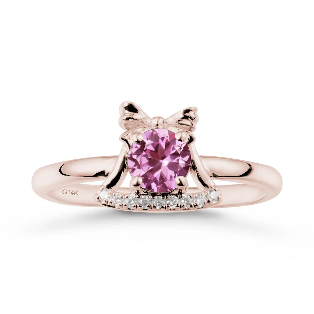 Christmas Pink Sapphire Ring with Jingle Bells Design - Image 2