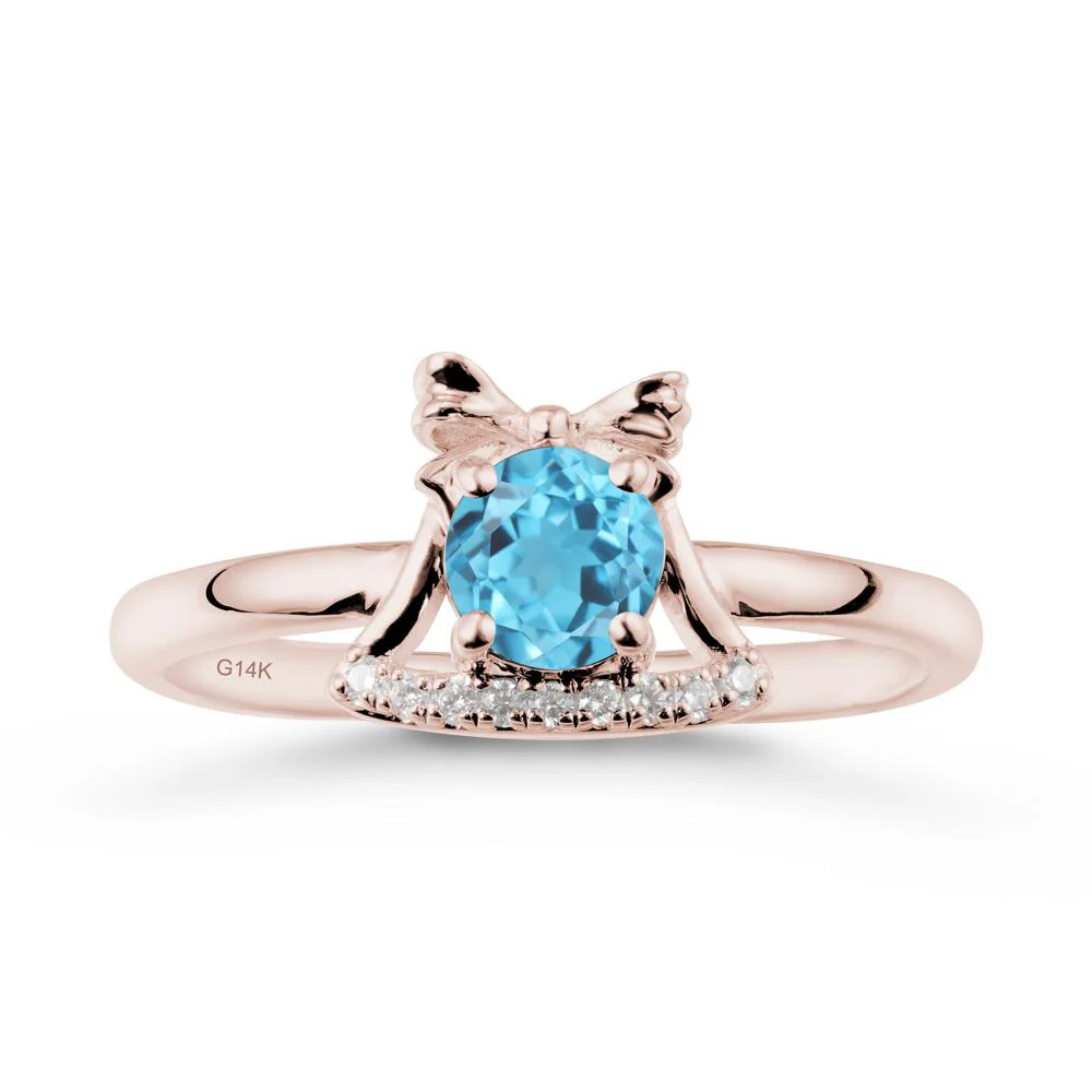 Christmas Swiss Blue Topaz Ring with Jingle Bells Design