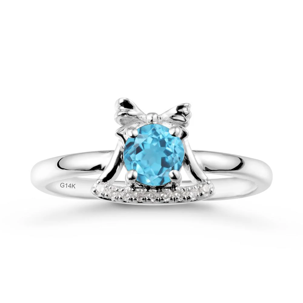 Christmas Swiss Blue Topaz Ring with Jingle Bells Design - Image 2