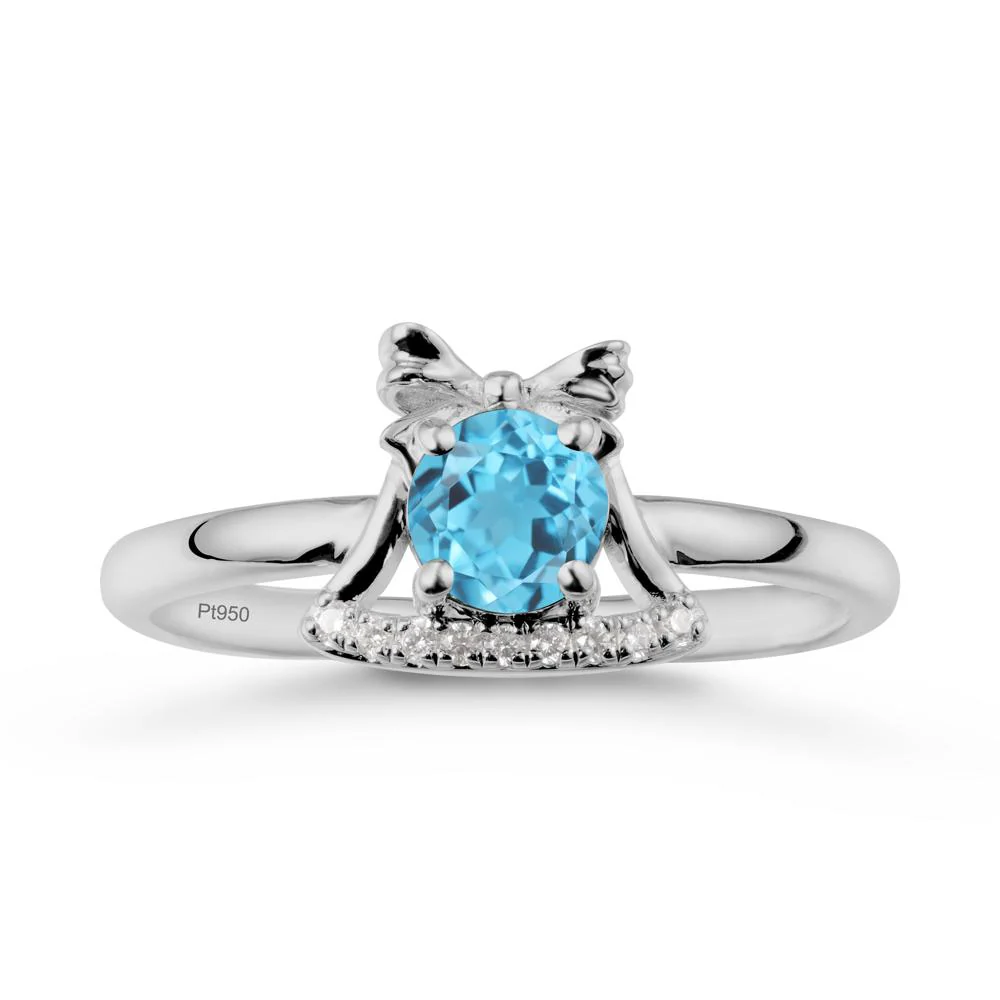 Christmas Swiss Blue Topaz Ring with Jingle Bells Design - Image 8