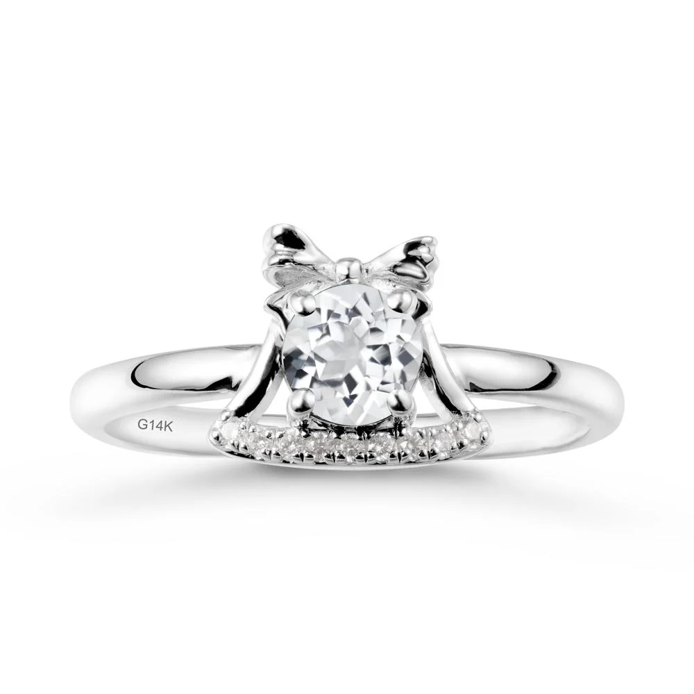Bow Knot Round White Topaz Ring