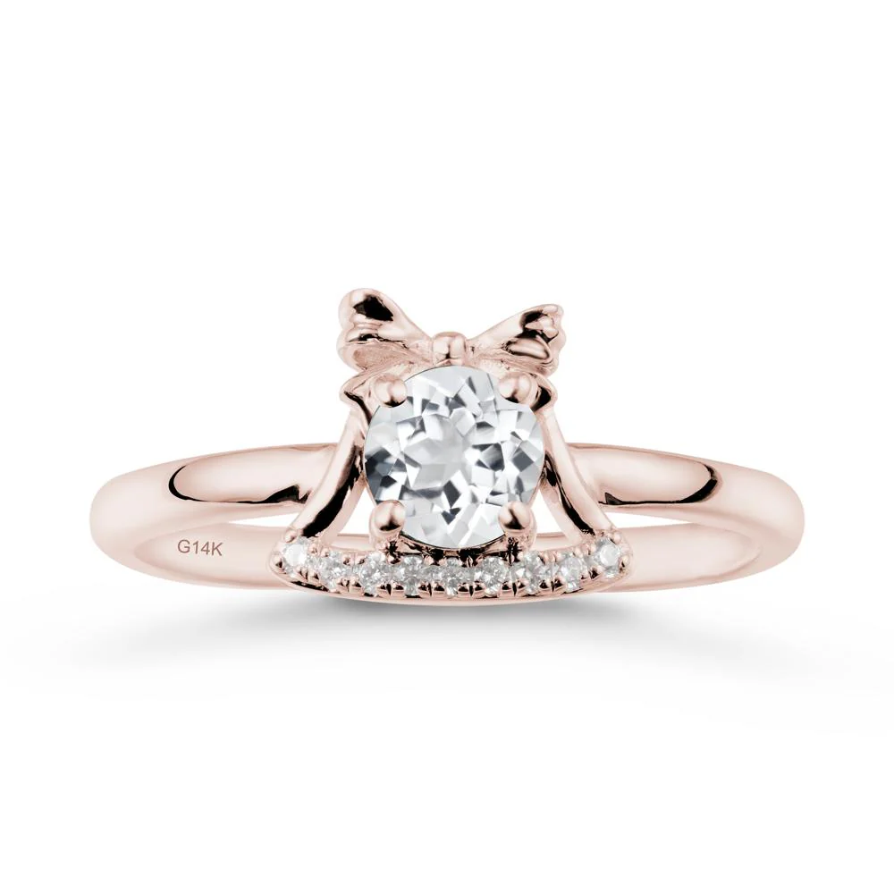 Bow Knot Round White Topaz Ring - Image 2