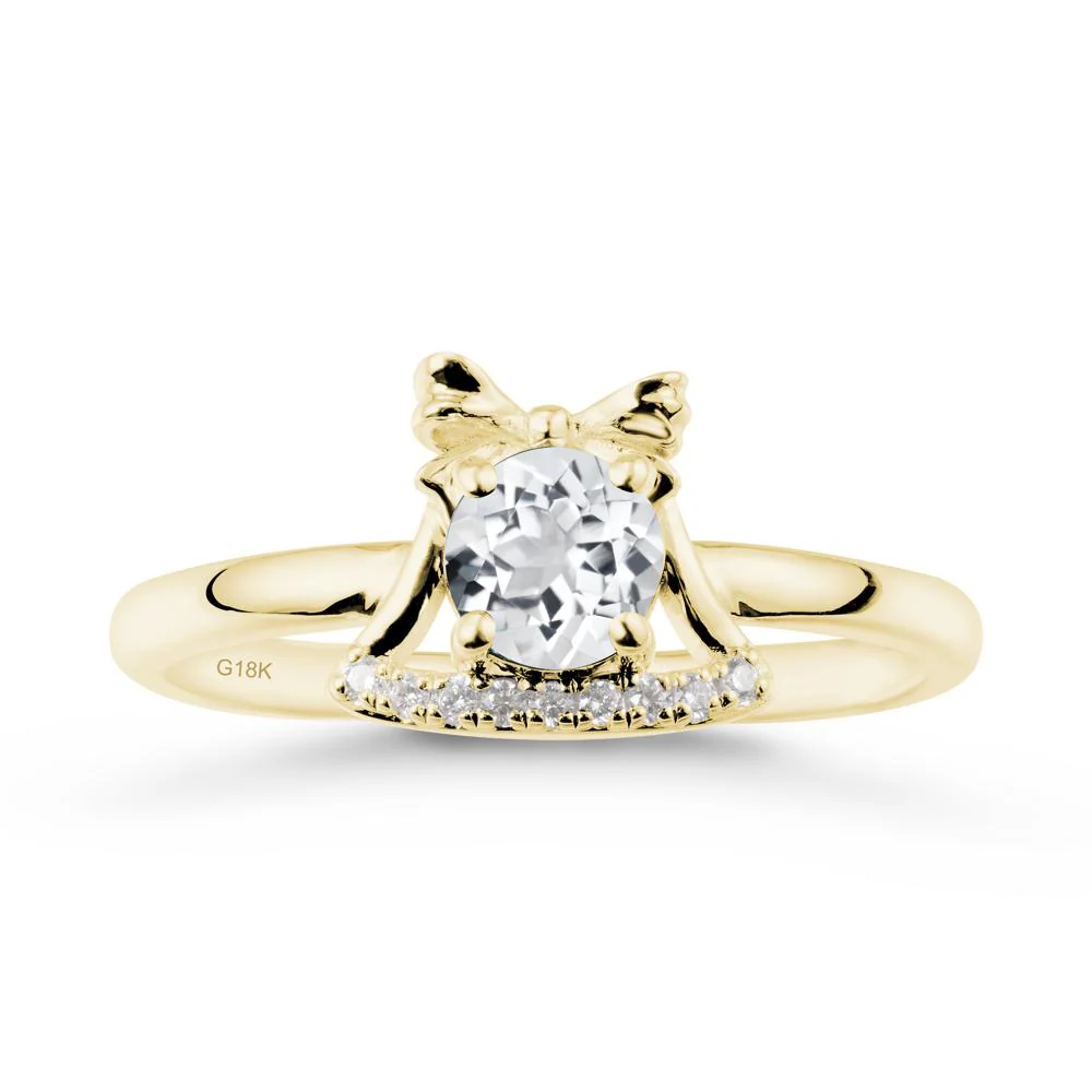 Bow Knot Round White Topaz Ring - Image 6