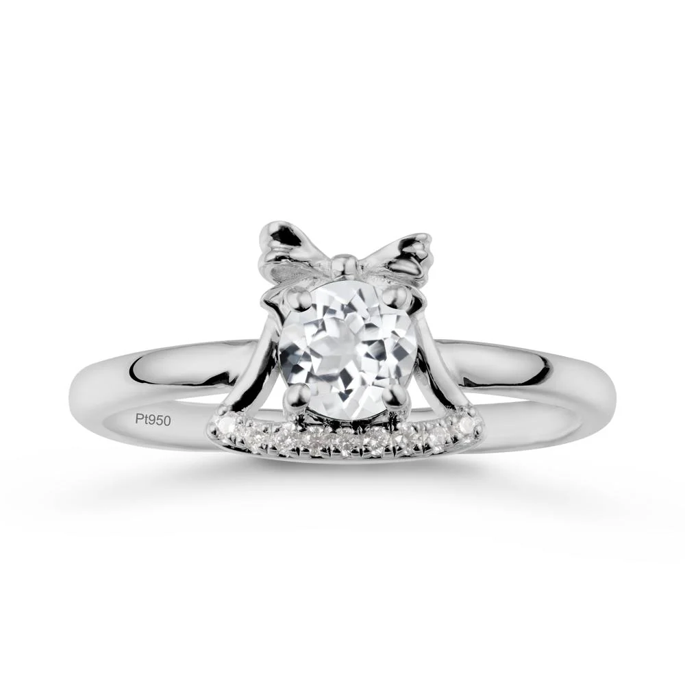 Bow Knot Round White Topaz Ring - Image 8