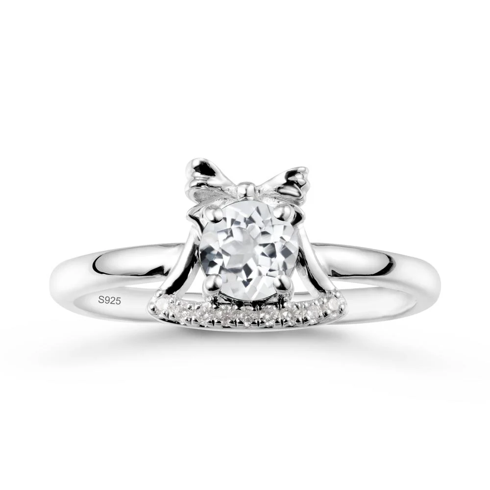 Bow Knot Round White Topaz Ring - Image 9