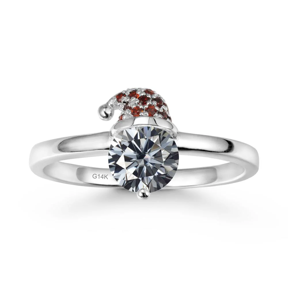 Christmas Santa Claus Hat Grey Moissanite Ring - Image 3