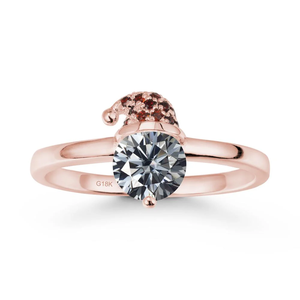 Christmas Santa Claus Hat Grey Moissanite Ring - Image 5
