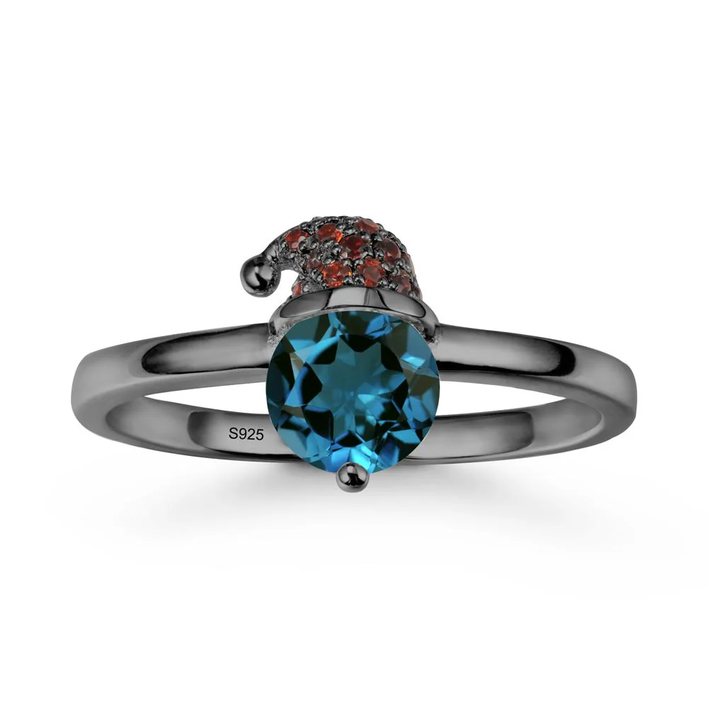 Christmas Santa Claus Hat London Blue Topaz Ring