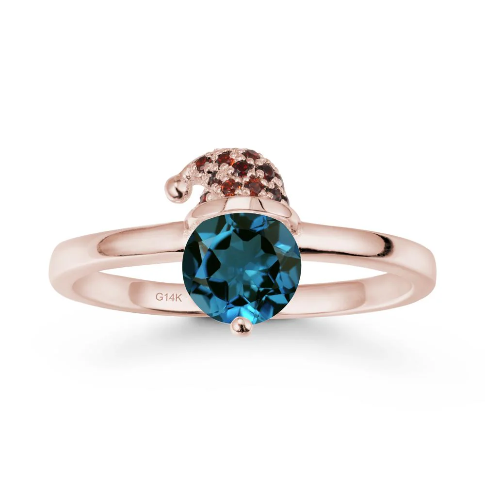 Christmas Santa Claus Hat London Blue Topaz Ring - Image 2