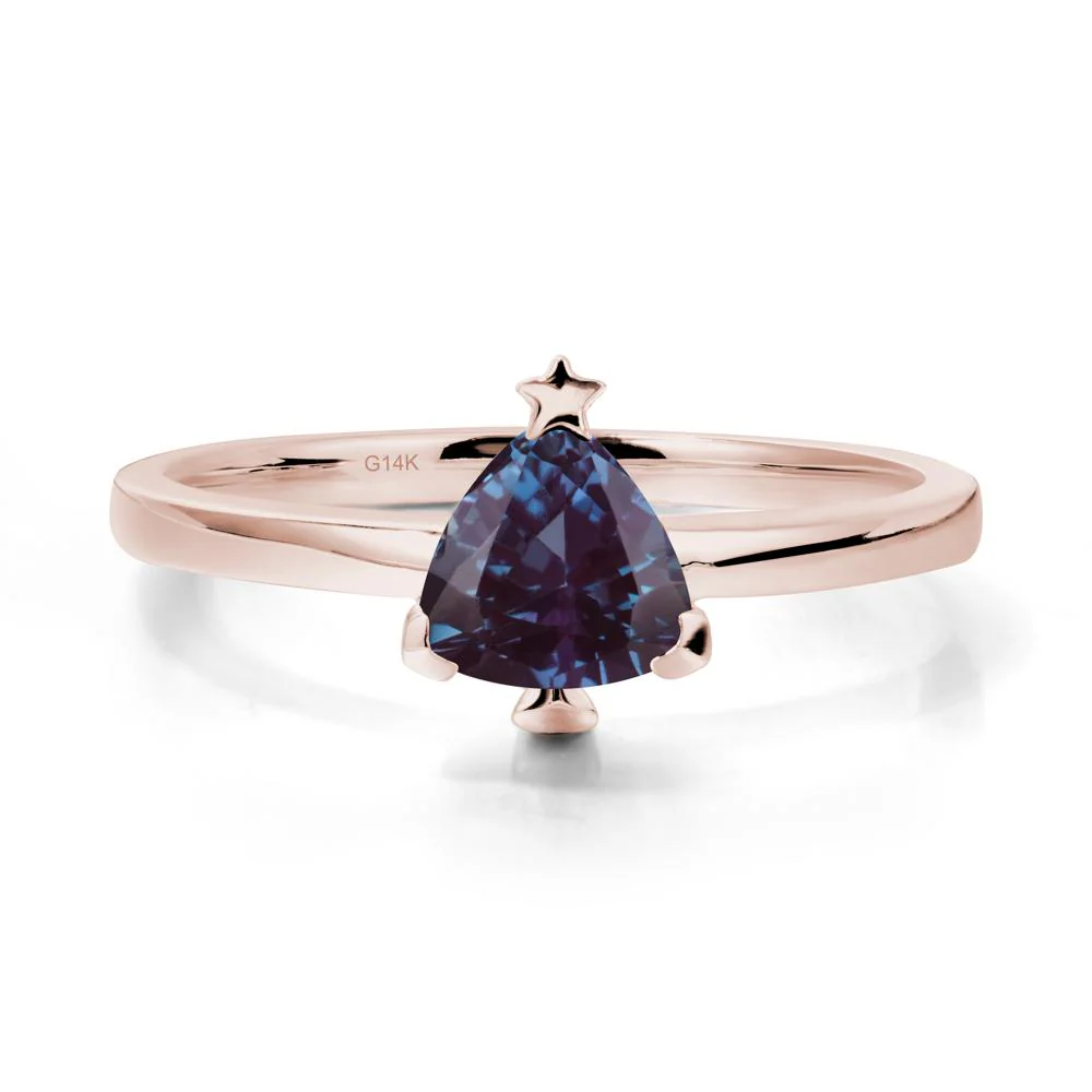 Christmas Tree Inspired Solitaire Alexandrite Ring - Image 2