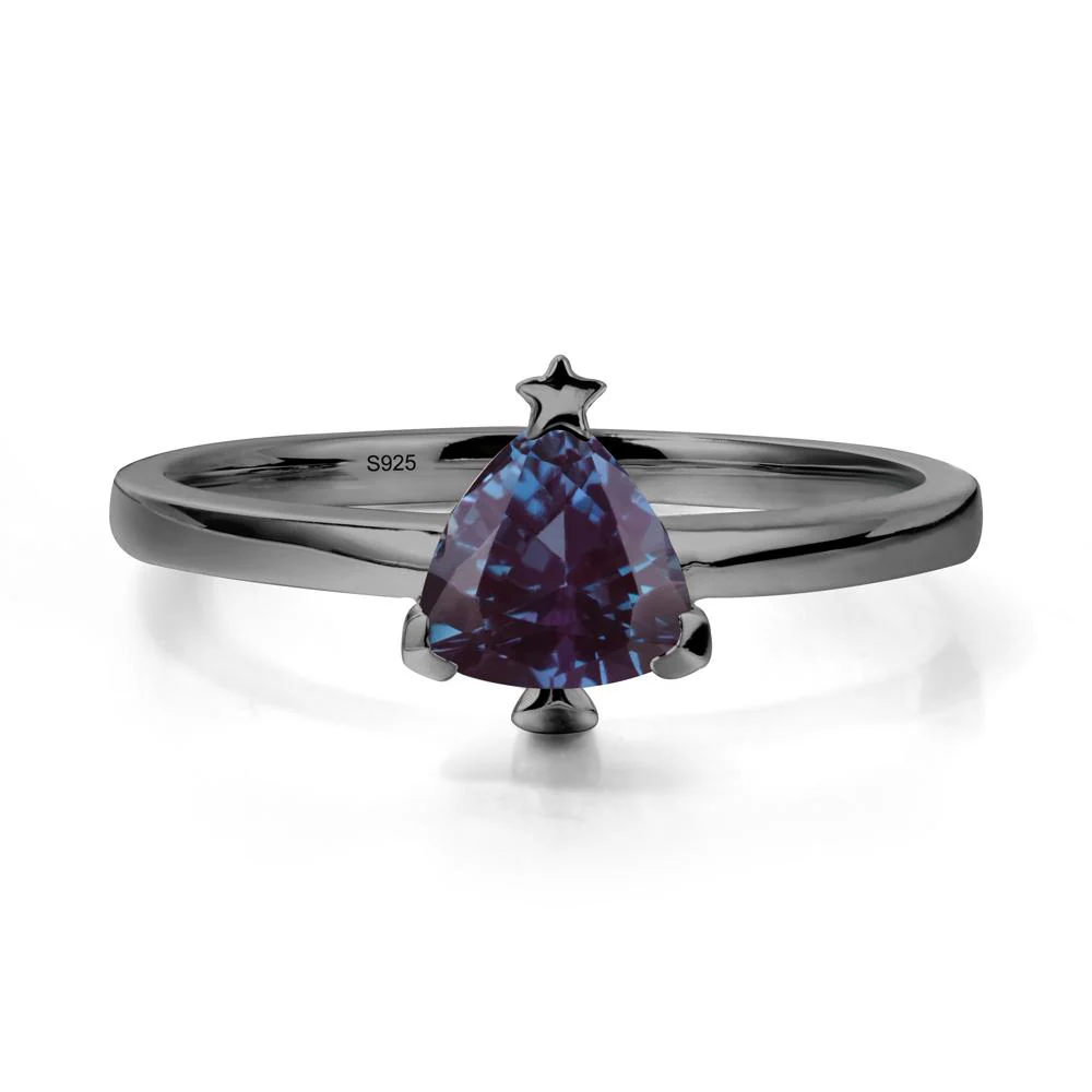 Christmas Tree Inspired Solitaire Alexandrite Ring - Image 8