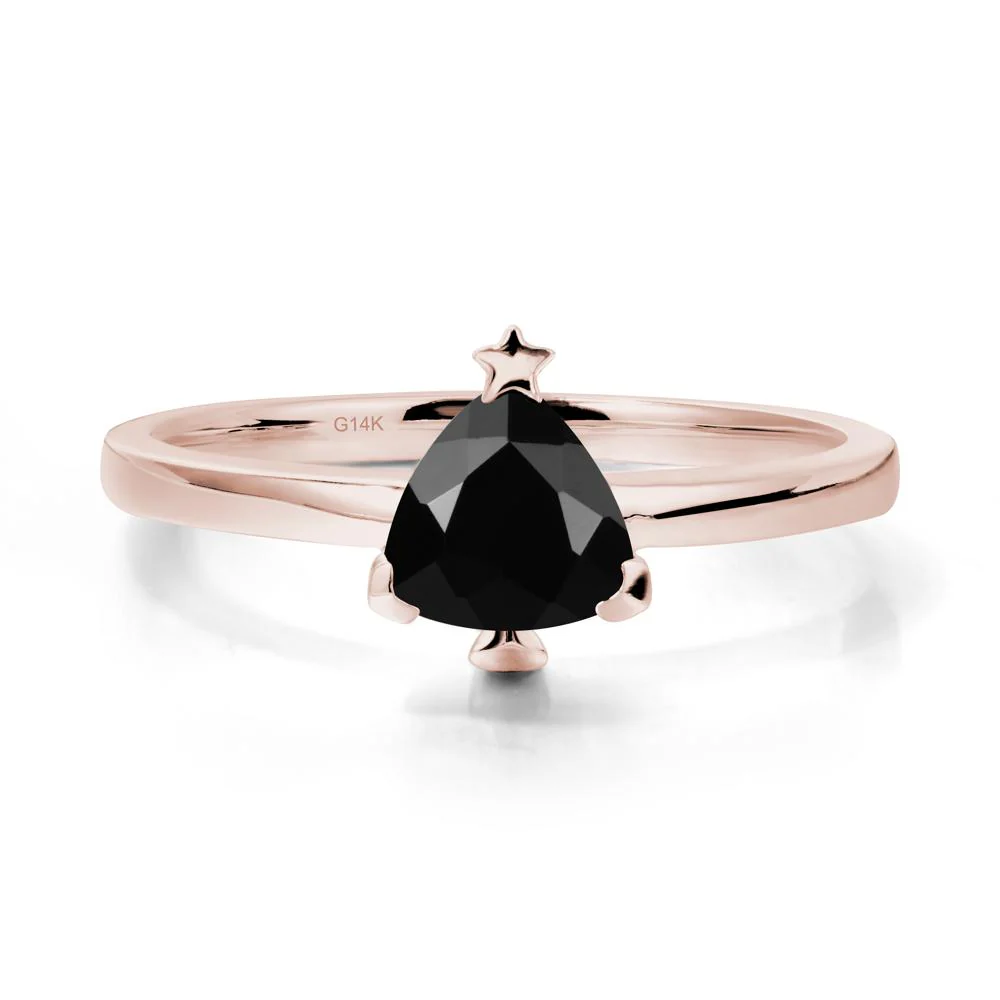 Christmas Tree Inspired Solitaire Black Spinel Ring - Image 2