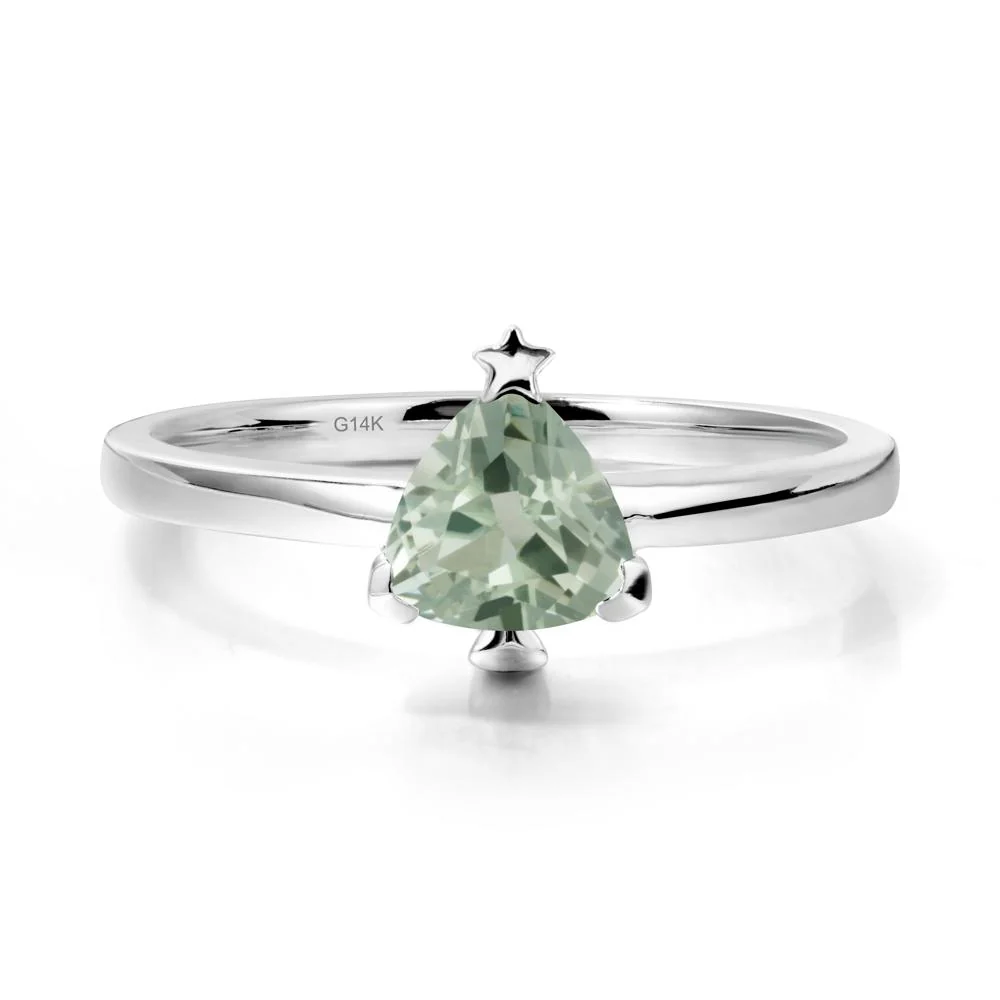 Christmas Tree Inspired Solitaire Green Amethyst Ring - Image 3