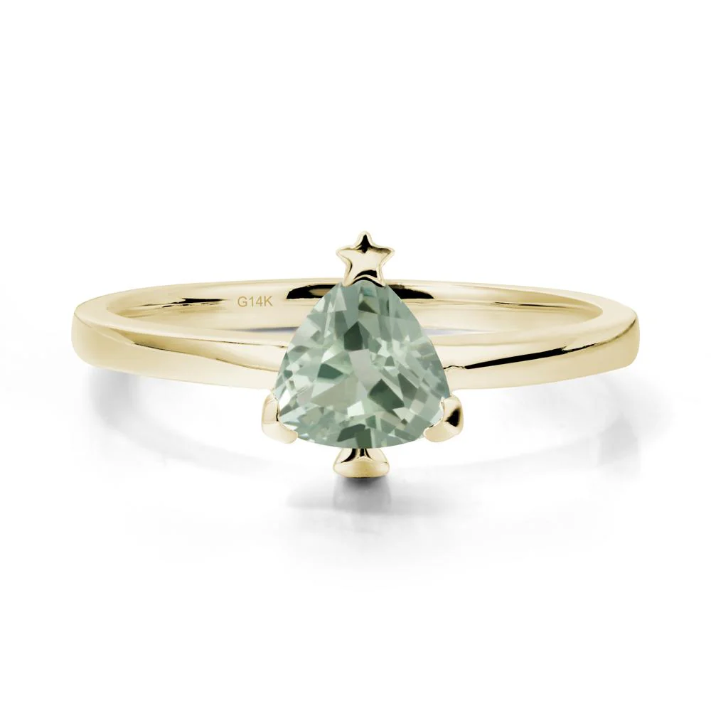 Christmas Tree Inspired Solitaire Green Amethyst Ring - Image 4