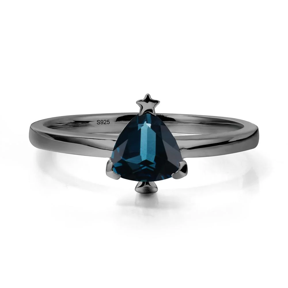Christmas Tree Inspired Solitaire London Blue Topaz Ring - Image 7