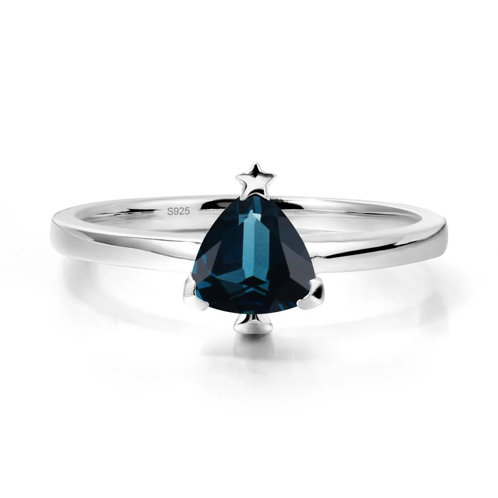 Christmas Tree Inspired Solitaire London Blue Topaz Ring - Image 9