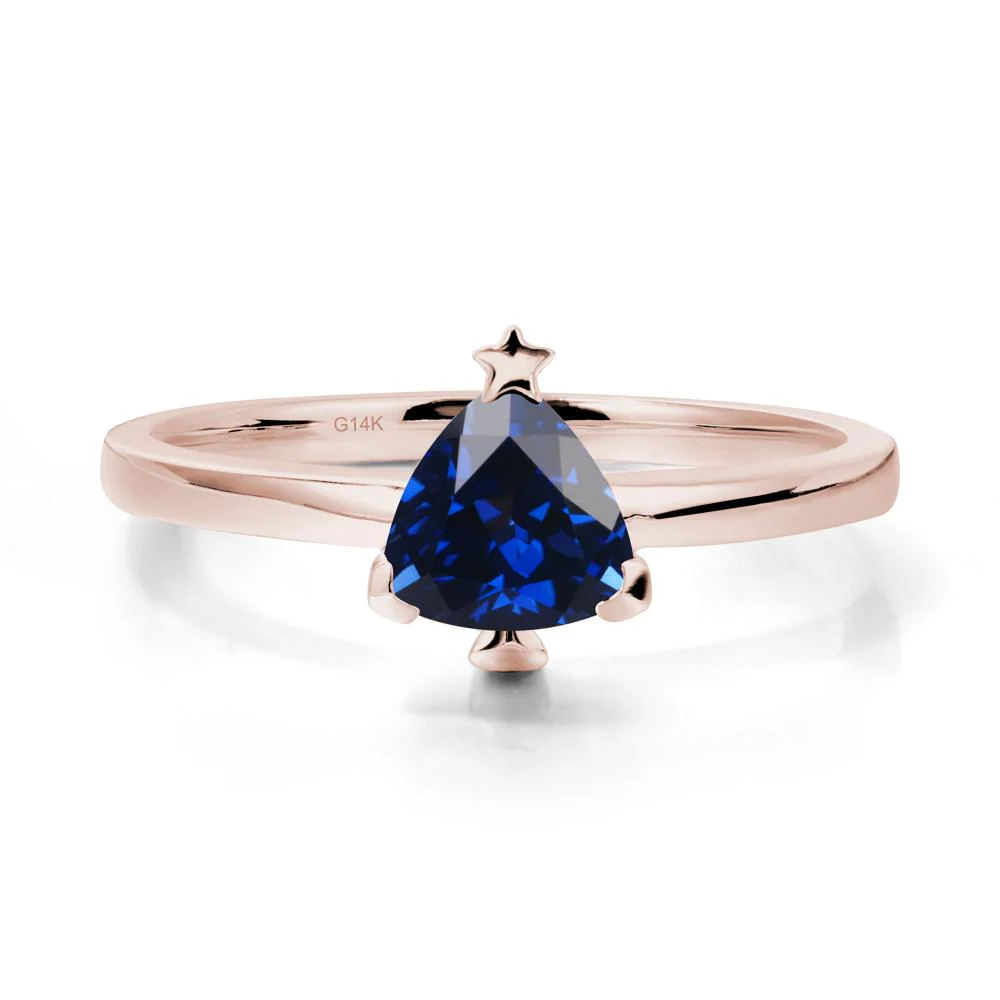 Christmas Tree Inspired Solitaire Sapphire Ring - Image 2