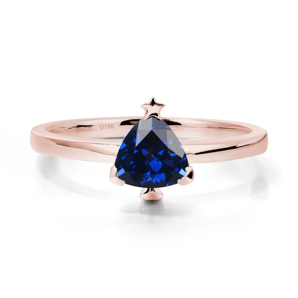 Christmas Tree Inspired Solitaire Sapphire Ring - Image 5